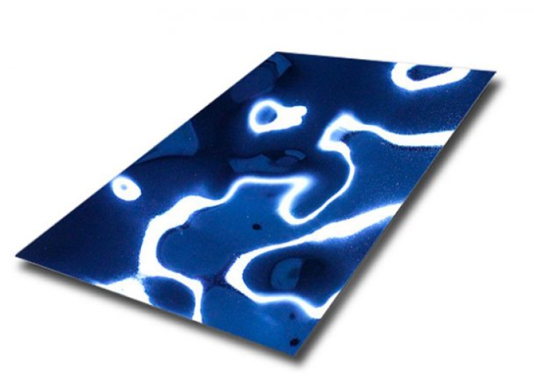 TẤM INOX 3D SÓNG NƯỚC MÀU XANH GƯƠNG