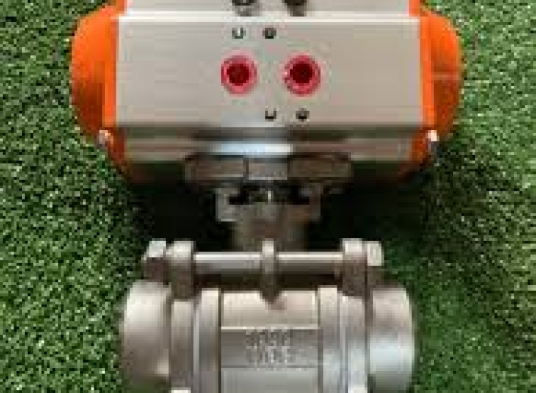 VAN BI INOX 3 THÂN ĐIỀU  KHIỂN KHÍ NÉN NỐI REN 